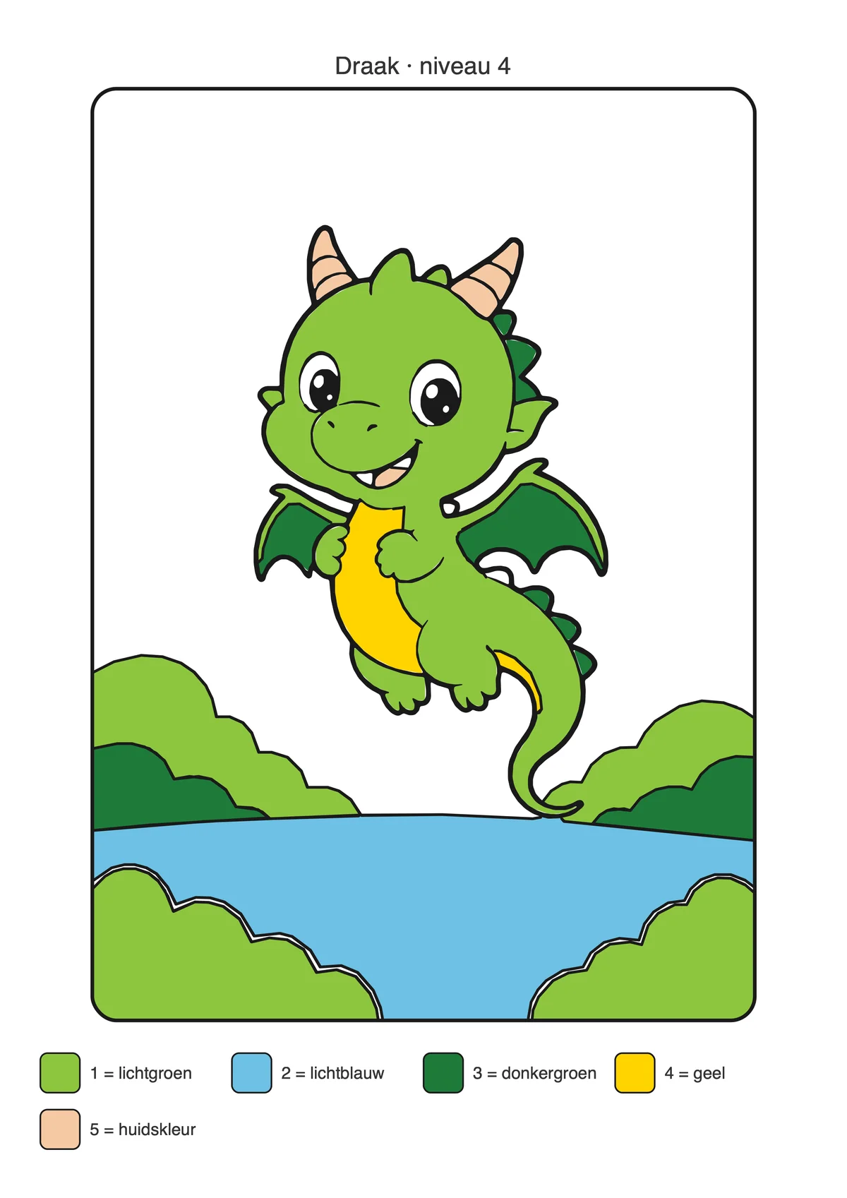 Antwoordblad: Draak ingekleurd