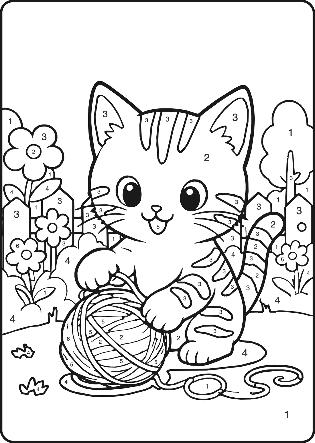 Kleurplaat op nummer: Kat